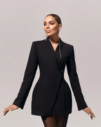 סט שני חלקים אלגנטי בלייזר וחצאית מקסי שיפון - אנסטסיה