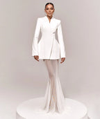 סט שני חלקים אלגנטי בלייזר וחצאית מקסי שיפון - אנסטסיה