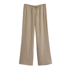 חליפת פשתן שני חלקים חולצת קשירה ומכנסיים ארוכים - אווה