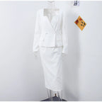 סט שני חלקים אלגנטי חצאית מידי ובלייזר בעיצוב מחויט ויוקרתי - PAS