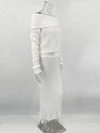 סט סריג שני חלקים חולצת כתפיים חשופות וחצאית מקסי - אילונה