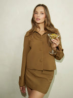 סט שני חלקים מחויט בלייזר וחצאית מיני - מויה