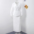 סט שני חלקים צמרי בעיצוב מלכותי חצאית מידי ובלייזר - Reina