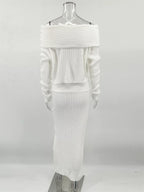 סט סריג שני חלקים חולצת כתפיים חשופות וחצאית מקסי - אילונה