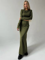 סט שני חלקים טופ וחצאית מקסי - באדי