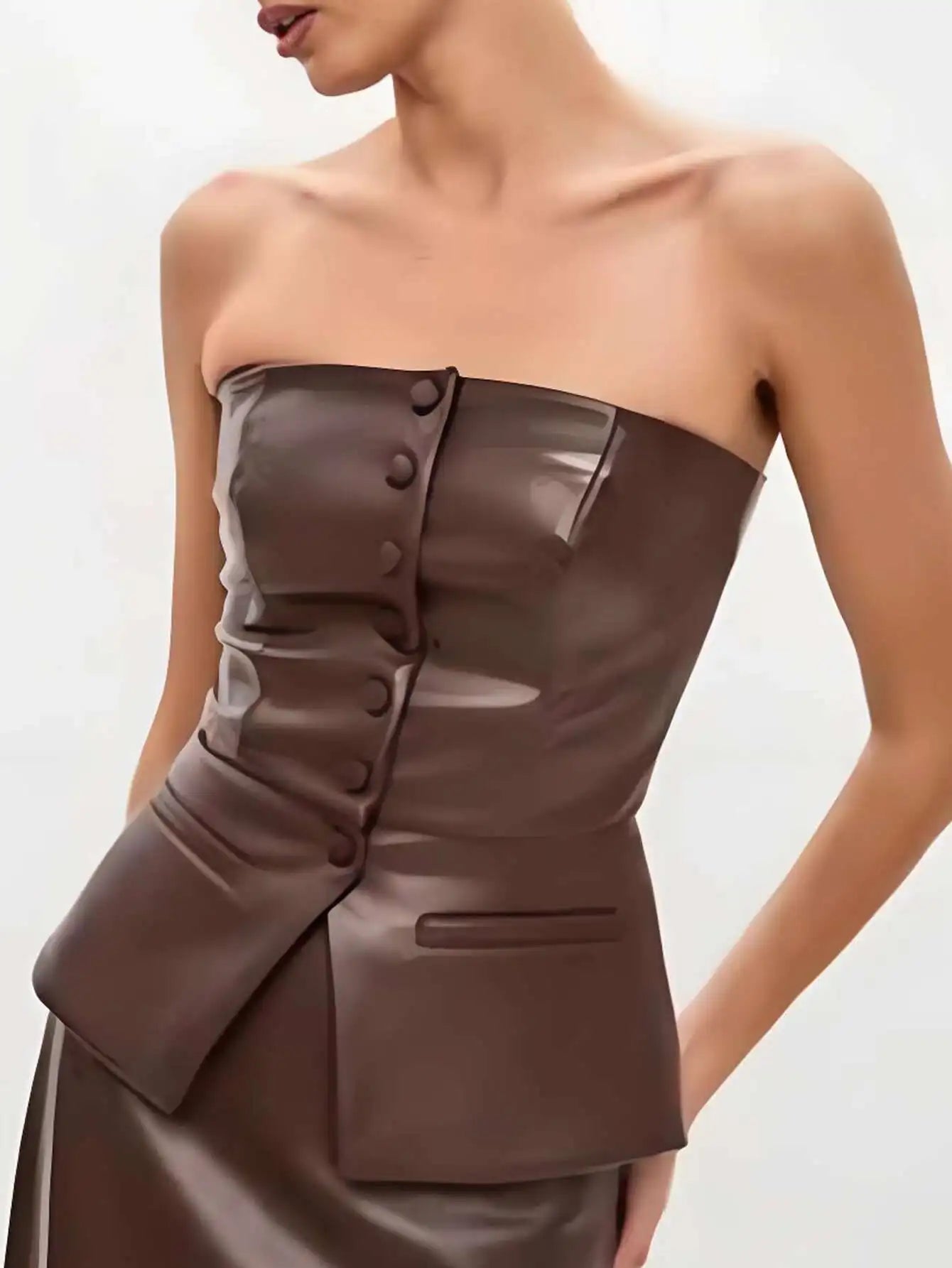 חולצת קרופ עור