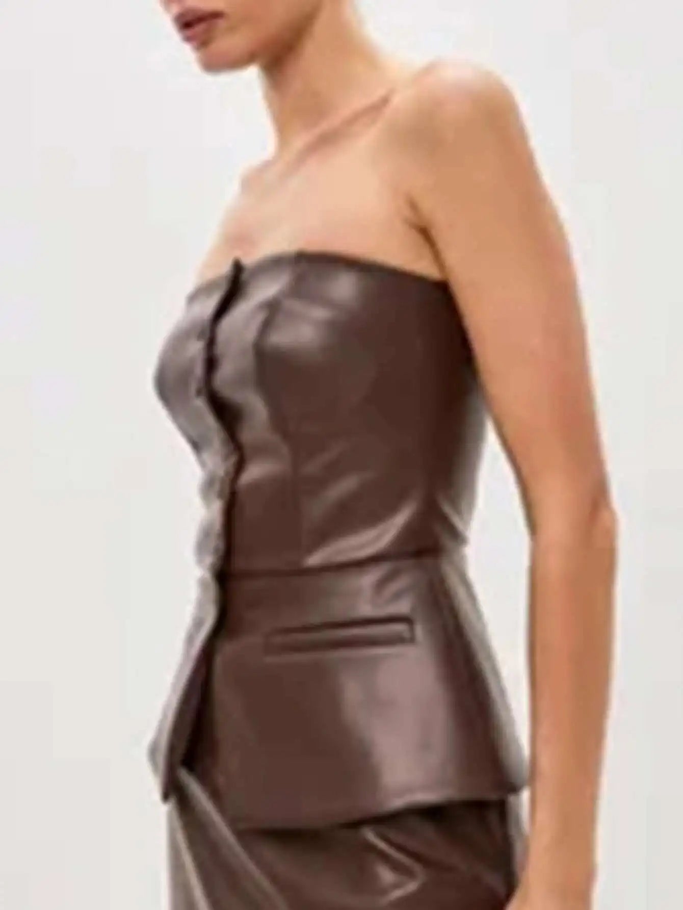 חולצת קרופ עור