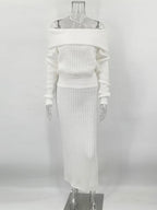 סט סריג שני חלקים חולצת כתפיים חשופות וחצאית מקסי - אילונה