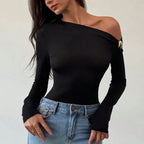 Billy חולצת א-סימטרית עם אבזם מתכת