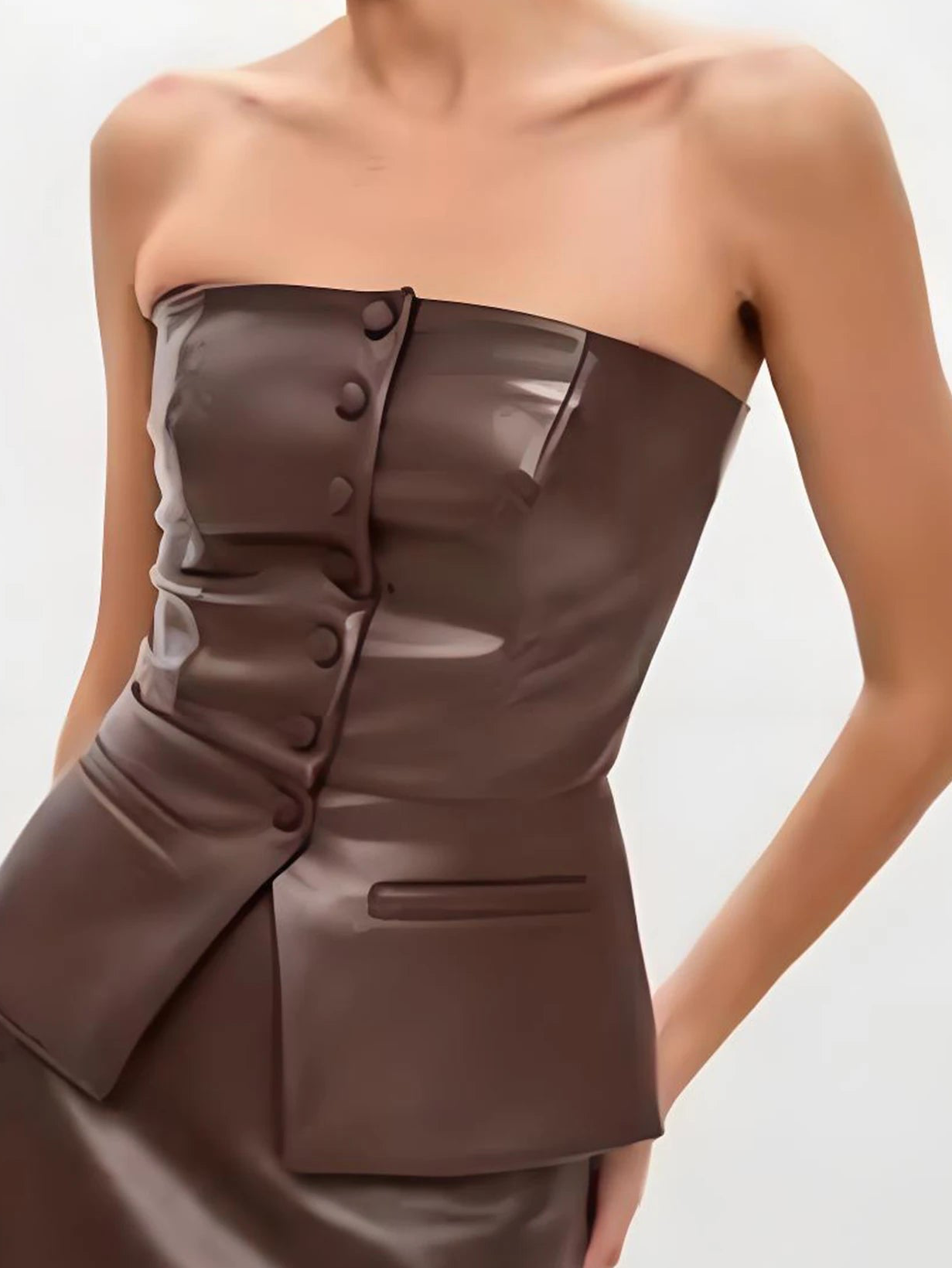 חולצת קרופ עור