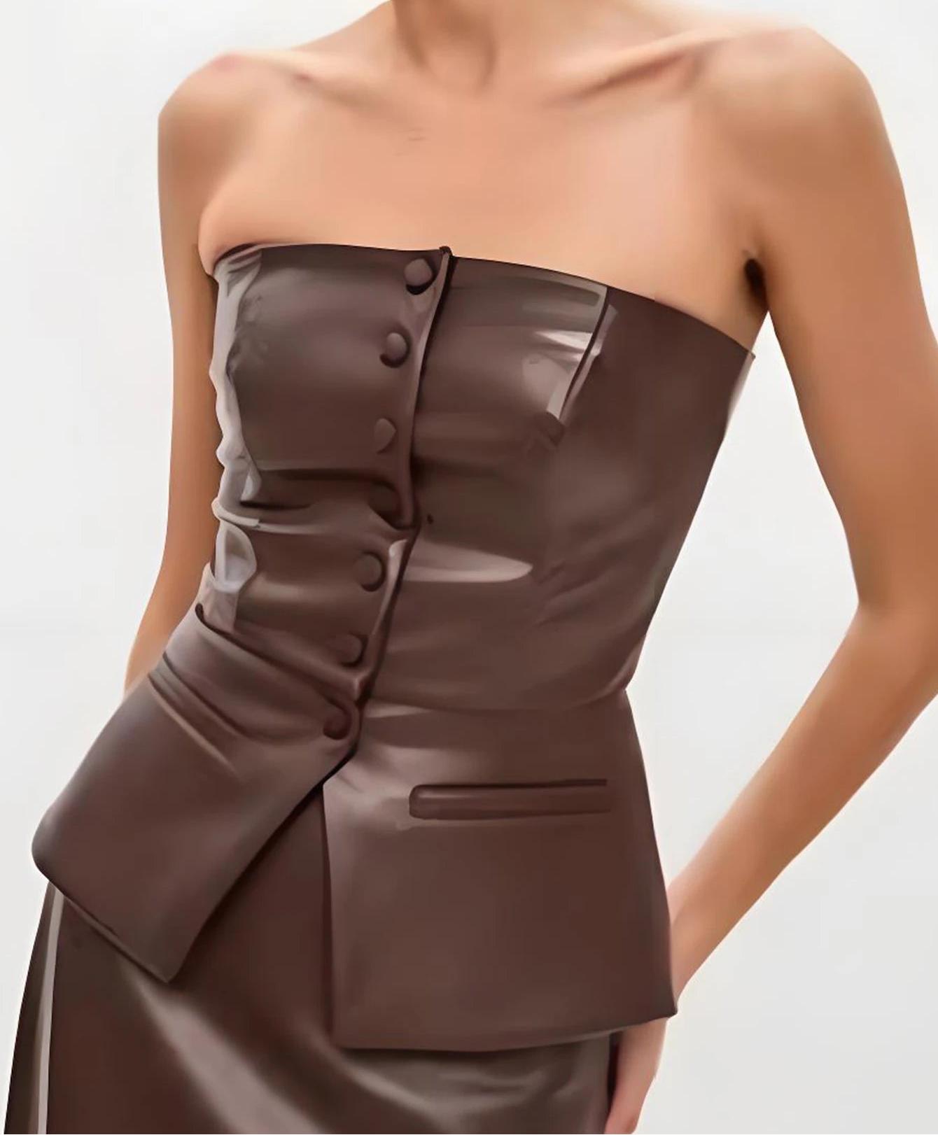 חולצת קרופ עור