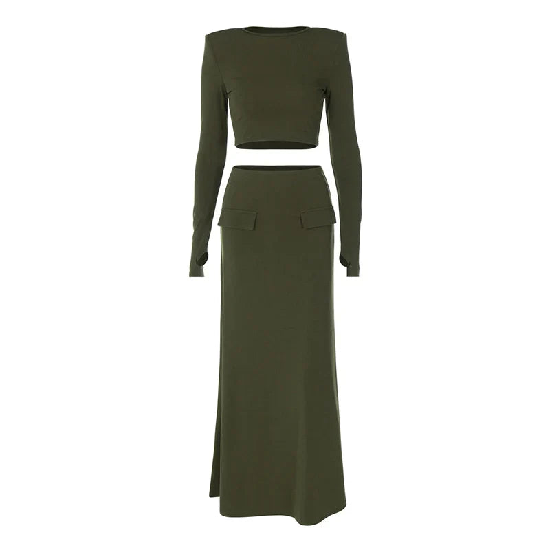 סט שני חלקים טופ וחצאית מקסי - באדי